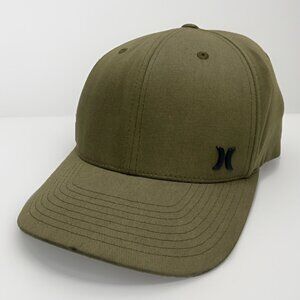 Hurley Hat Metal Logo Men Sz S/M Stretch Flex Fit Cap Olive / Military Green